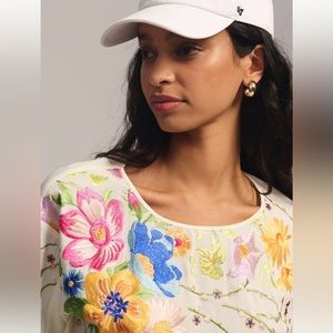 Anthropologie Tiny Lori Floral Embroidered Blouse Top M